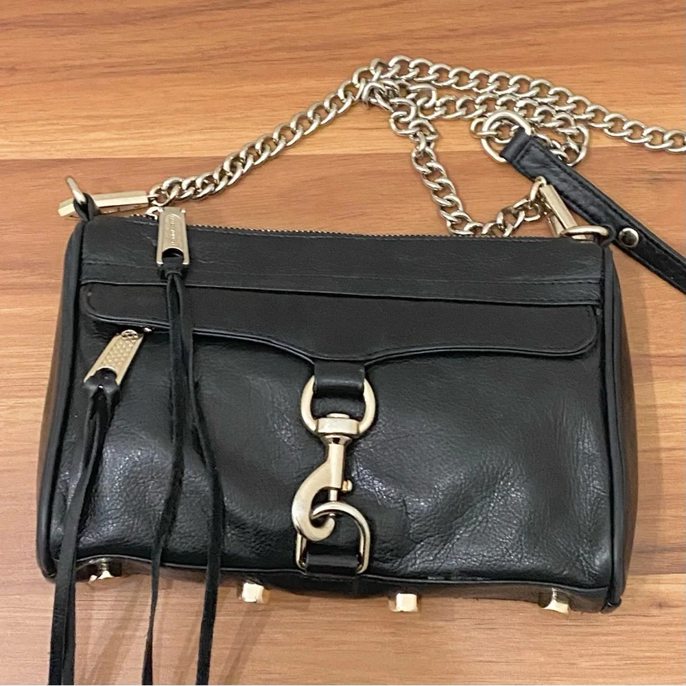 REBECCA MINKOFF Mini MAC Black Leather Crossbody Bag - Picture 5 of 16